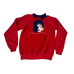 Hanes Sweatshirt Red Graphic Long Sleeve Vintage Cotton Pullover Women's Top L